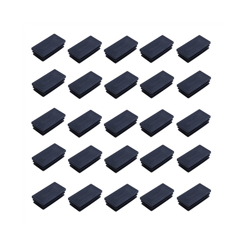 Plastic Rectangle Blanking End Tube Caps Inserts 25X50mm 600Pcs Black 4762103367461