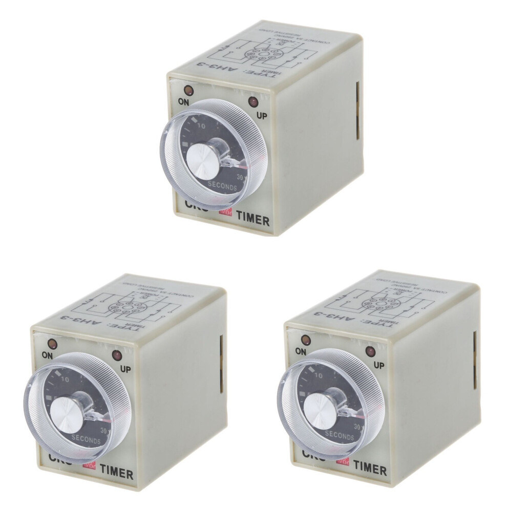 3X Dc 12V 0- 30S Electric Delay Timer Timing Relay Dpdt 8P W Base 4764036936110