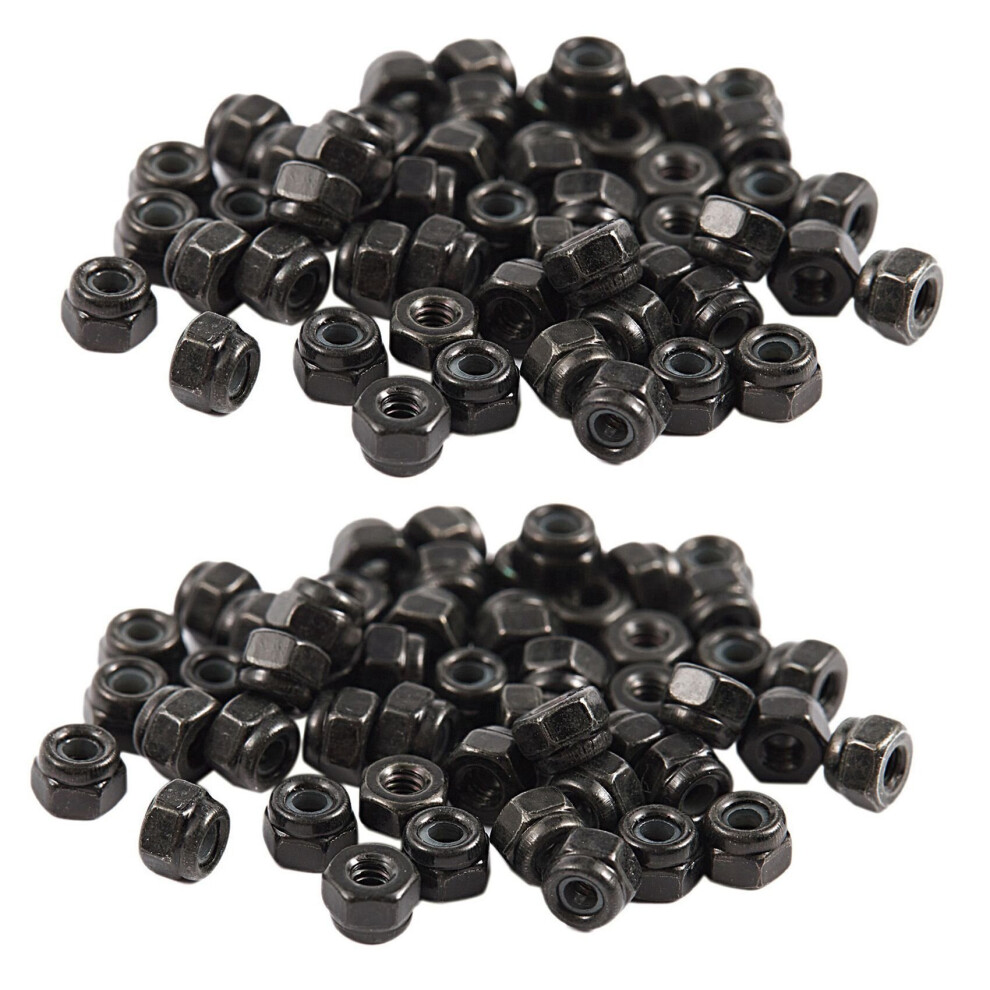 M2 Zinc Plated Nylock Nylon Insert Hex Lock Nuts Black 100Pcs 4762103336023