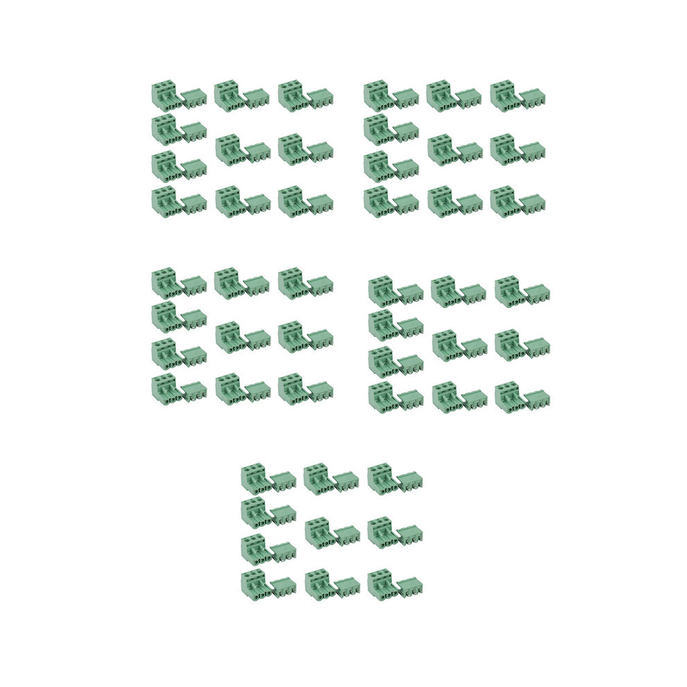 50Pcs 5.08Mm Pitch 3Pin Plug-In Screw Pcb Terminal Block Connector Right Angle 4762103358353