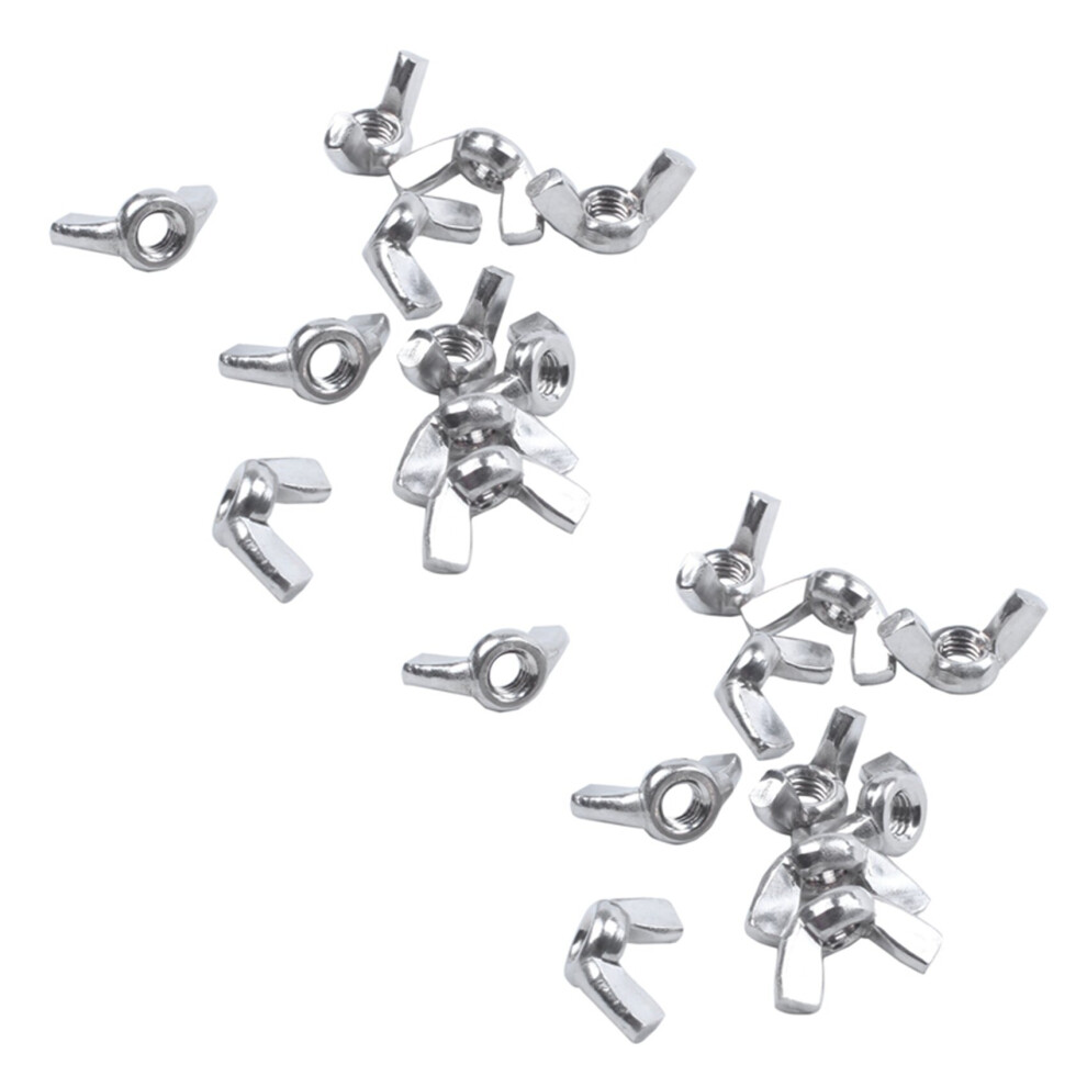 M6 Thread Dia Stainless Steel Wing Nut Butterfly Wing Nuts 20 Pcs 4762103356960
