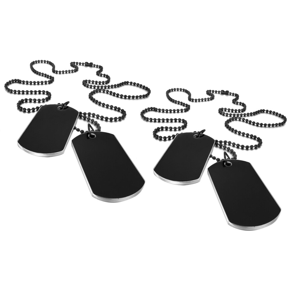 4 PCS Alloy Pendant Necklace Pendant Black Style Name Double Dog Tag Plate Biker Chain Necklace 27 Inch Man