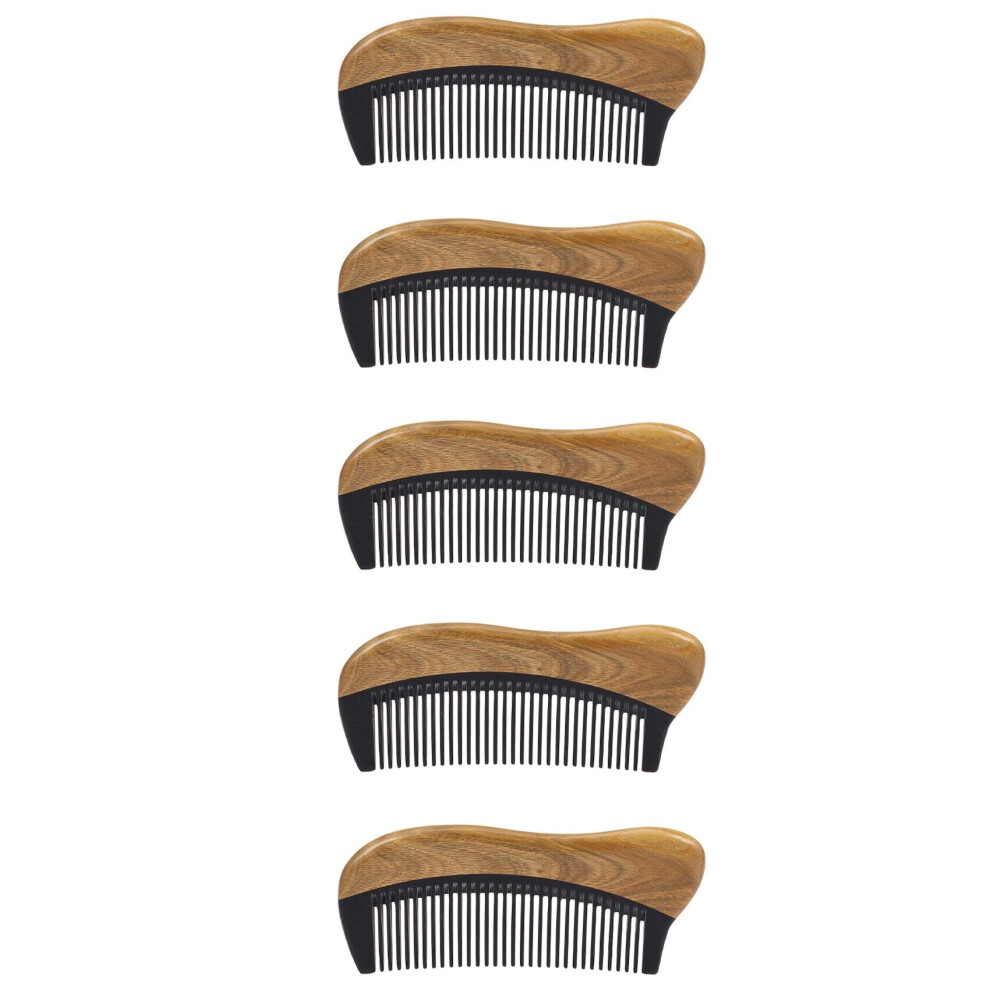 Tlily Unisex Green,Black 5X Natural Green Sandalwood Hair Comb - No Static Wooden Fine Tooth Black Buffalo Horn Comb (Green Sandalwood)