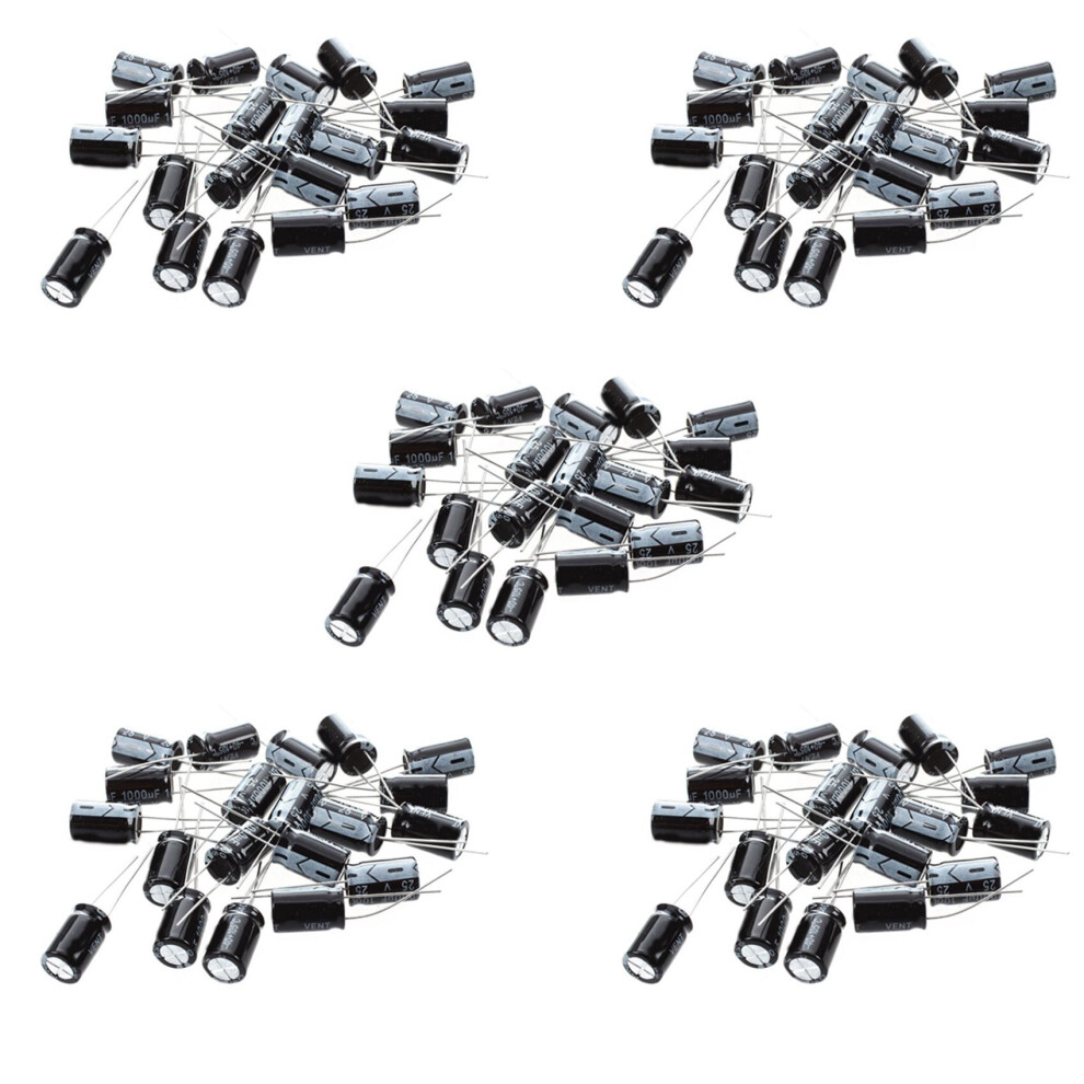 100 Pcs 1000Uf 25V 105C Electrolytic Capacitors Black 10X17mm 4764036935670