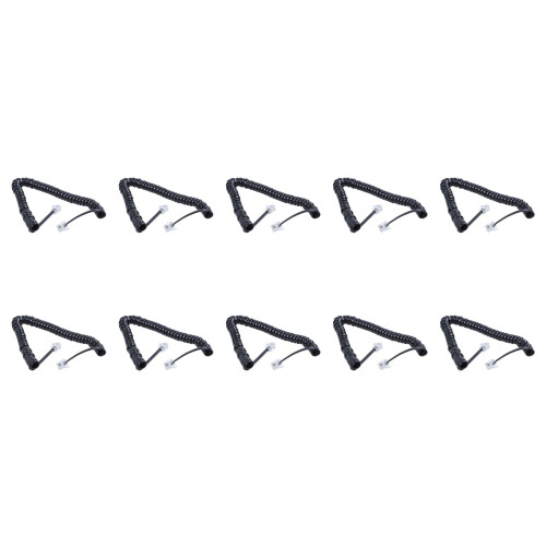10X Replacement RJ9 4P4C Plug Coiled Stretchy Telephone Handsets Cable Line Black
