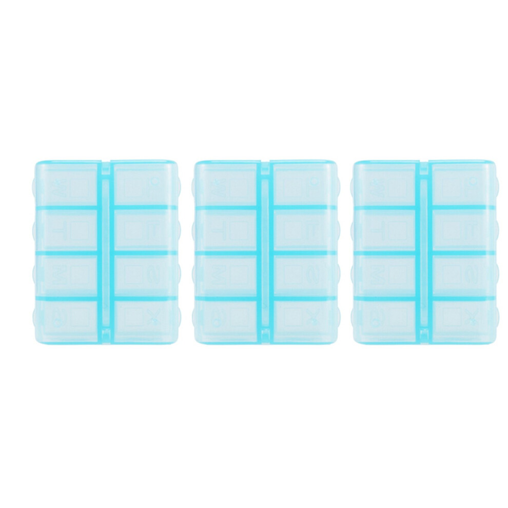 Tlily Blue 3X Plastic Rectangle 8 Compartments 7 Medicine Pill Box