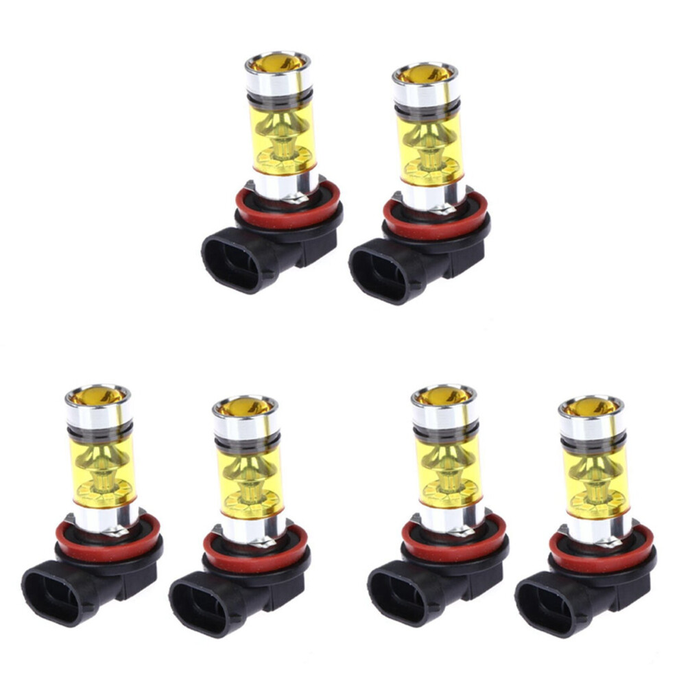 6 X Led Lights 100W H8 H11 Fog 2828 20Led Head Lamp Yellow/Light 4762103394740