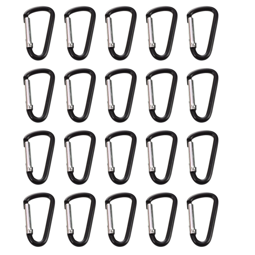 20 Pcs Black D Shaped Aluminum Alloy Snap Clip Key Chain Carabiner Hook 4764036930217