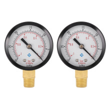 2X Pressure Gauge - 0 - -30InHg 0 - -1 Bar Mini Dial Air Pressure Gauge Barometer Meters Vacuum Gauge Black