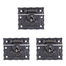 3X Wood Case Chest Box Rectangle Clasp Closure Hasp Latches Bronze Tone