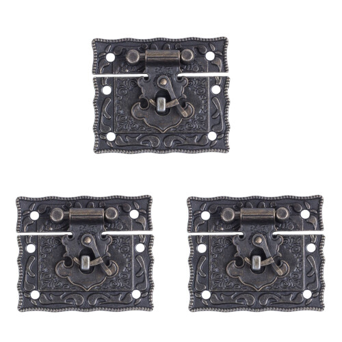 3X Wood Case Chest Box Rectangle Clasp Closure Hasp Latches Bronze Tone