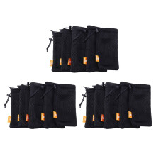 15-Pack Nylon Mesh Drawstring Storage Pouch Bag - 3.5 x 7.3 Inch Multi Outdoor Activity Pouch(Black)