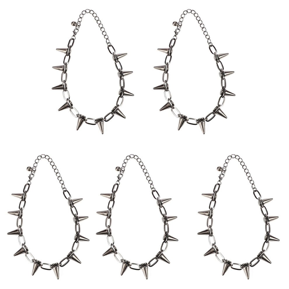 Tlily 5X Metal Spikes Studs Rivets Punk Goth Necklace Choker Collar