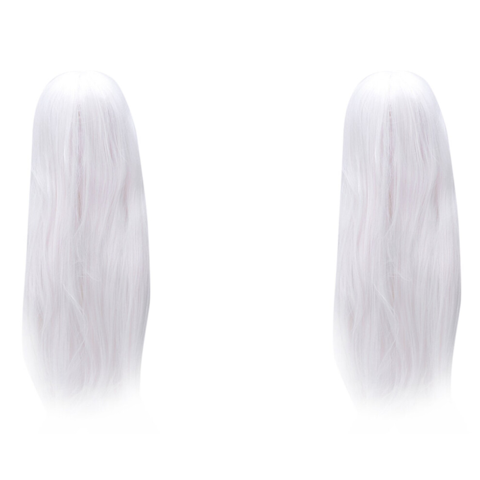 Tlily 2X Anime Long Straight Hair Wig Cosplay Long Straight Costume, White