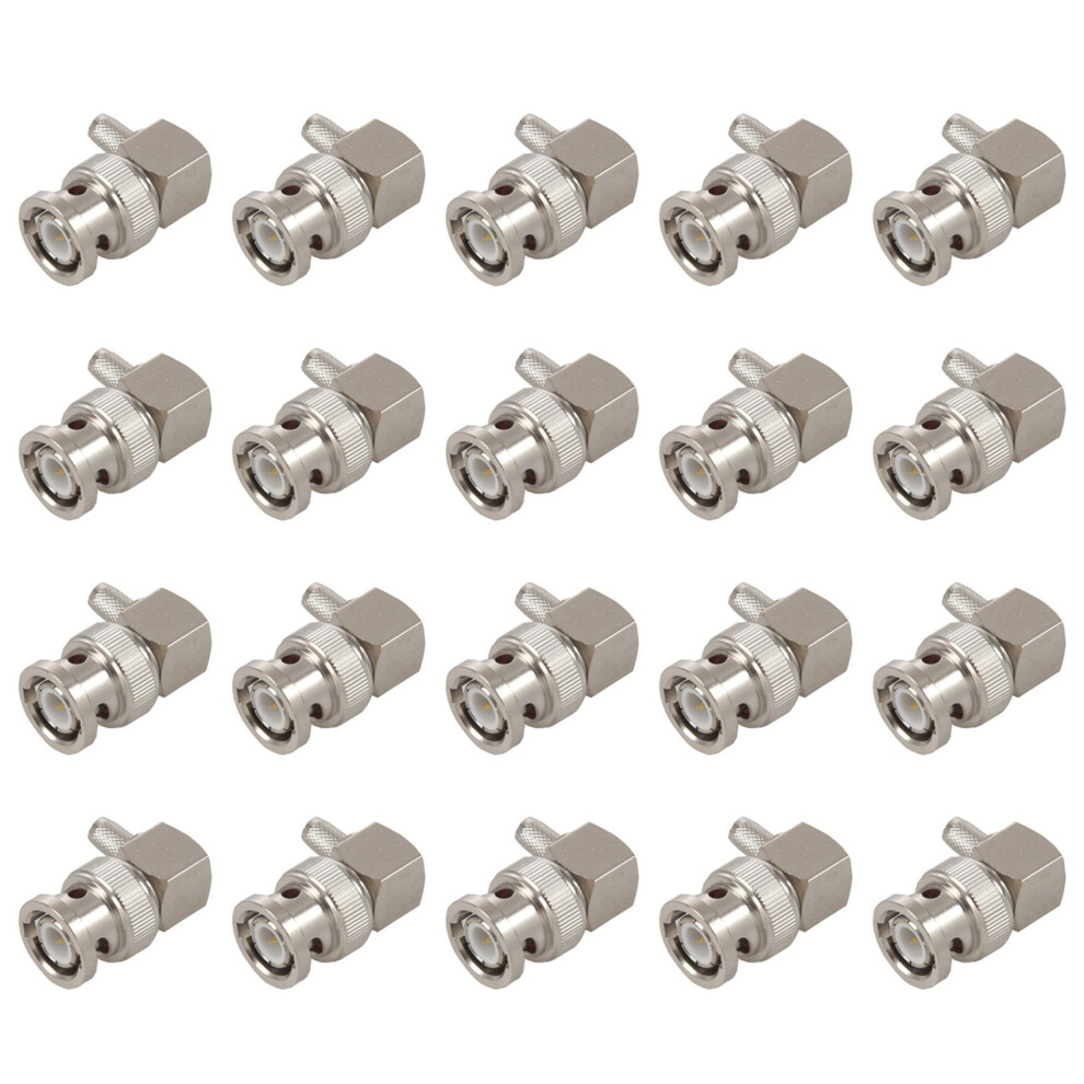 20X Bnc Male Plug Right Angle Crimp For Rg58 Rg400 Rfc195 Rf Coax Adapter Connector, Silver 4762103369373