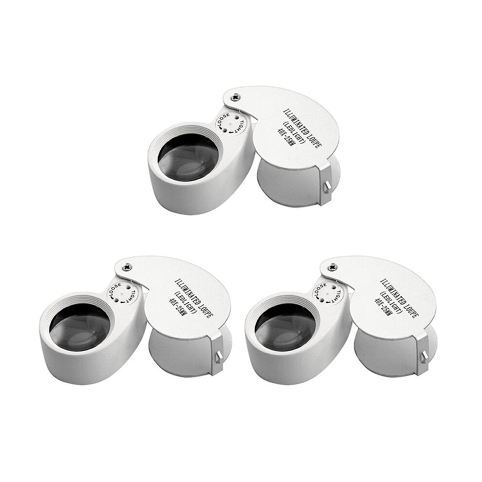 Tlily 3X Jewellers Lens Glass Loupe 40X 25Mm Eye Magnifier 2 Lights