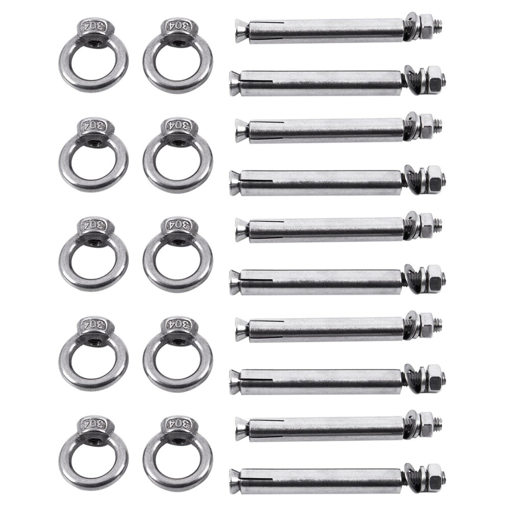 10Pcs Stainless Steel Raw Style Shield Anchor Eye Bolts M6 X 82Mm,Silver 4762103368840
