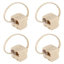 4X RJ11 6P4C 2 Way Outlet Telephone Line Splitter Adapter Beige