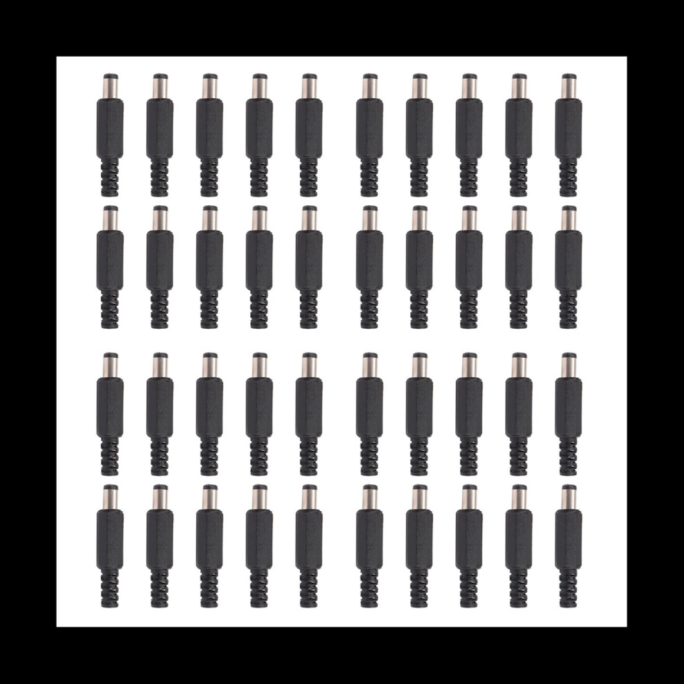 40Pcs 5.5X2.1mm Male Solder Dc Barrel Tip Plug Straight Connectors For Dc Power Supply Led Lights Switch Black 4762103357974