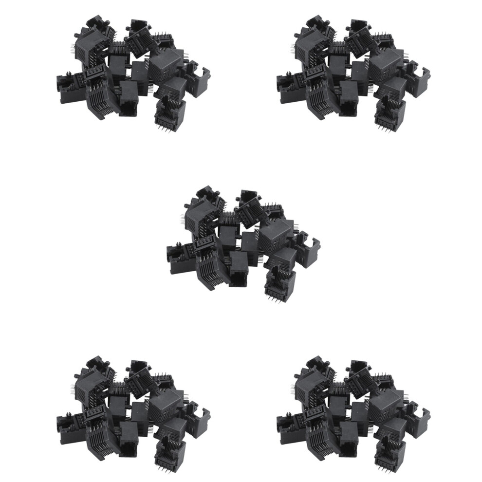 100Pcs Rj45 8P8c Computer Internet Network Pcb Socket Black 4762103336573