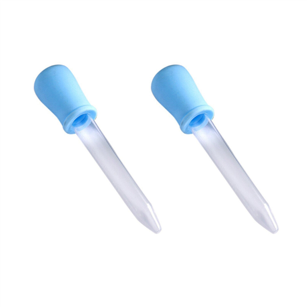 2X 5Ml Clear Plastic Pipette Liquid Medicine Dropper For Baby Blue Tlily