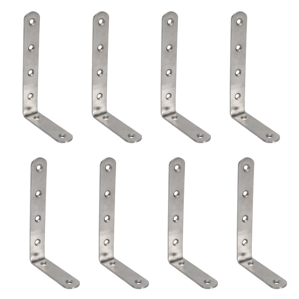 8Pcs 125X75mm L Shape Stainless Steel Shelf Corner Brace Angle Bracket 4762103361506