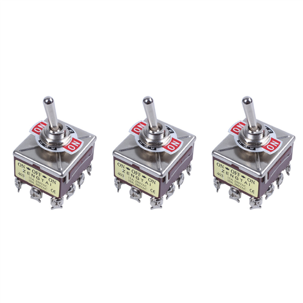 3X Ac 380V 10A On/Off/On 3 Positions 12 Pin Latching Toggle Switch 4Pdt 4762103334920