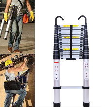 15 Steps Ladder Aluminum Multi Purpose Telescopic Extension Ladder Heavy Duty Max up to 330lbs with Anti Slip Feet & Safety Hook 6.2M/20.3FT
