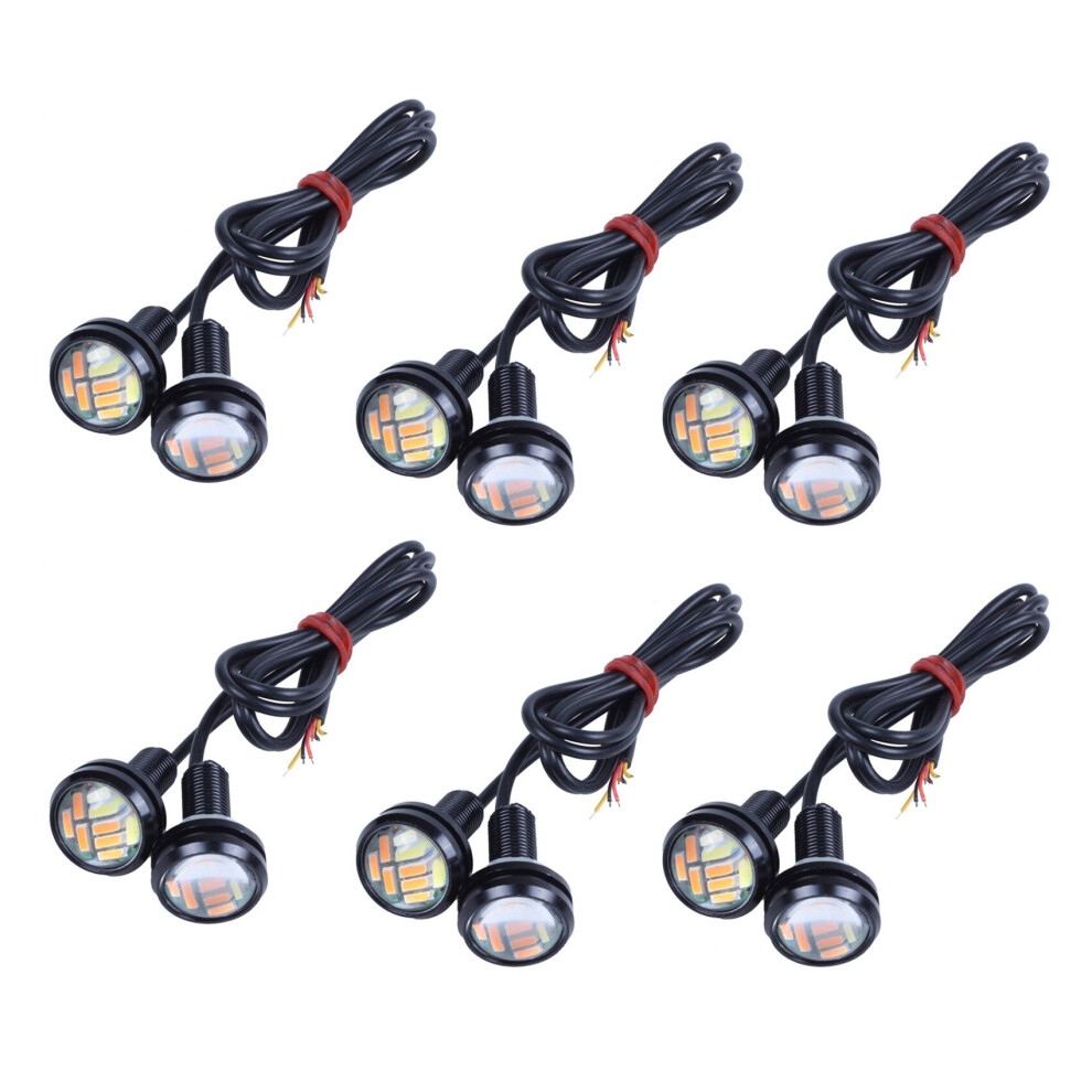 12 Pcs 12V 23Mm Dual Color Switchback 4014 12 Led Drl Eagle Eye Daytime Light 4762103394825