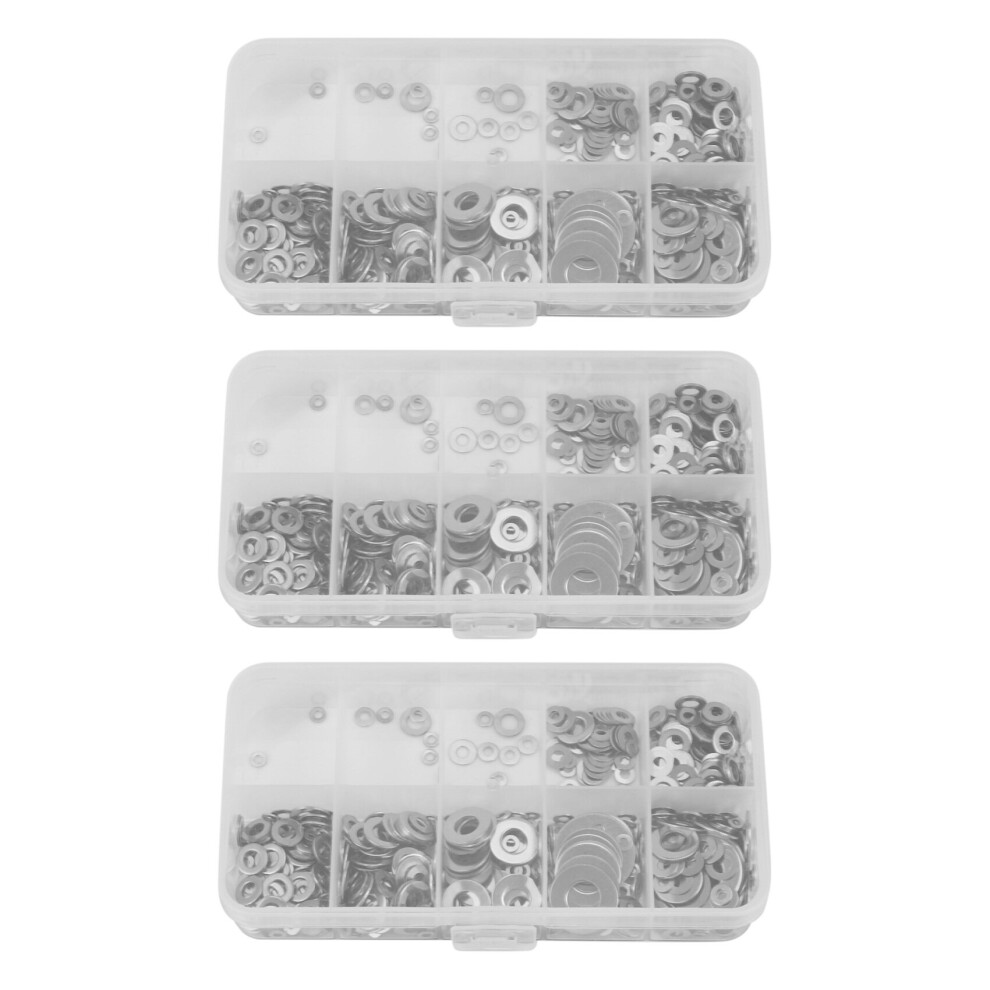 1800Pcs M1.6 M2 M2.5 M3 M3.5 M6 M8 M10 Stainless Steel Flat Washer Plain Washer Gaskets Assortment Kit 4762103313536