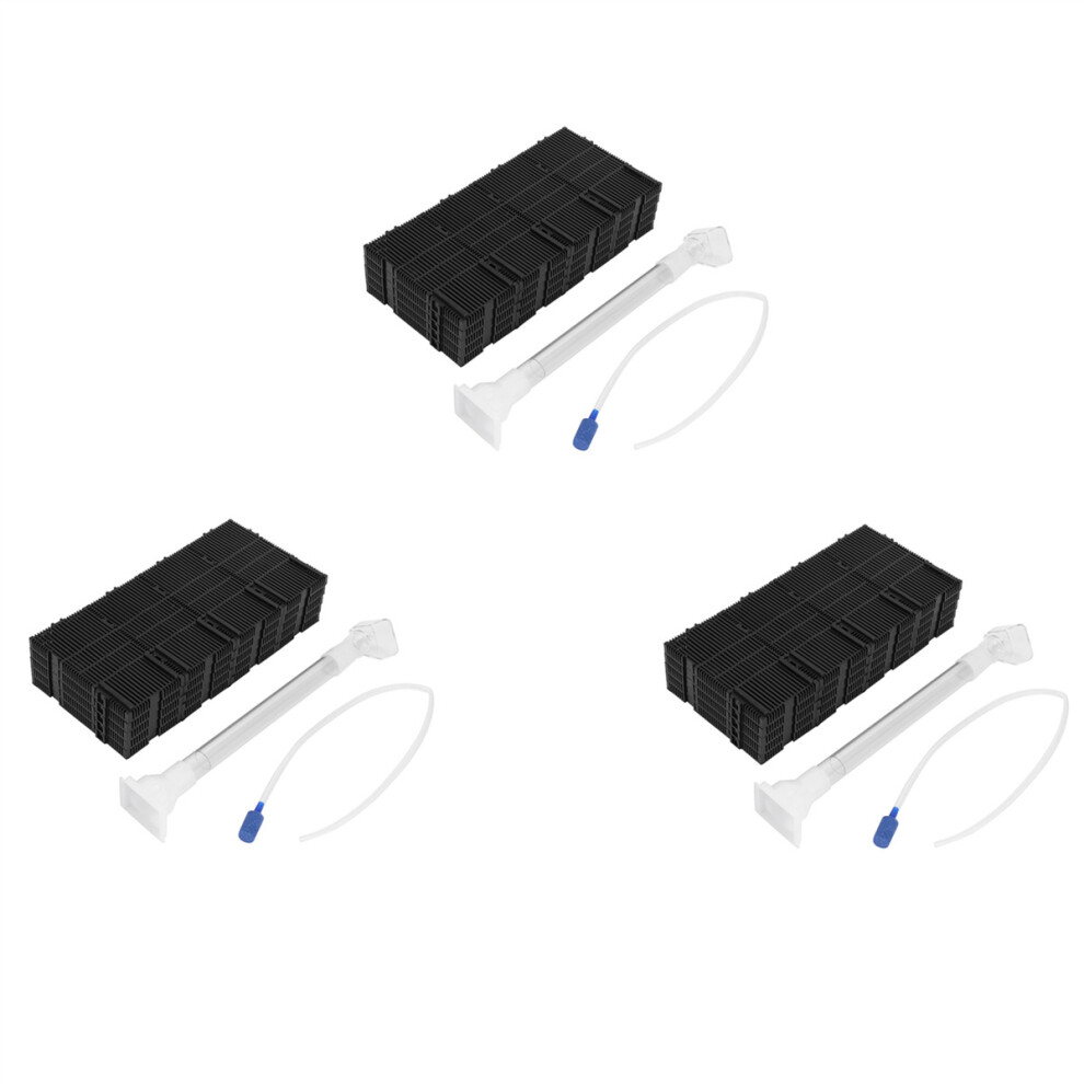 60 Pcs Black Plastic Aquarium Undergravel Filter + Air Line Hose + Tube 