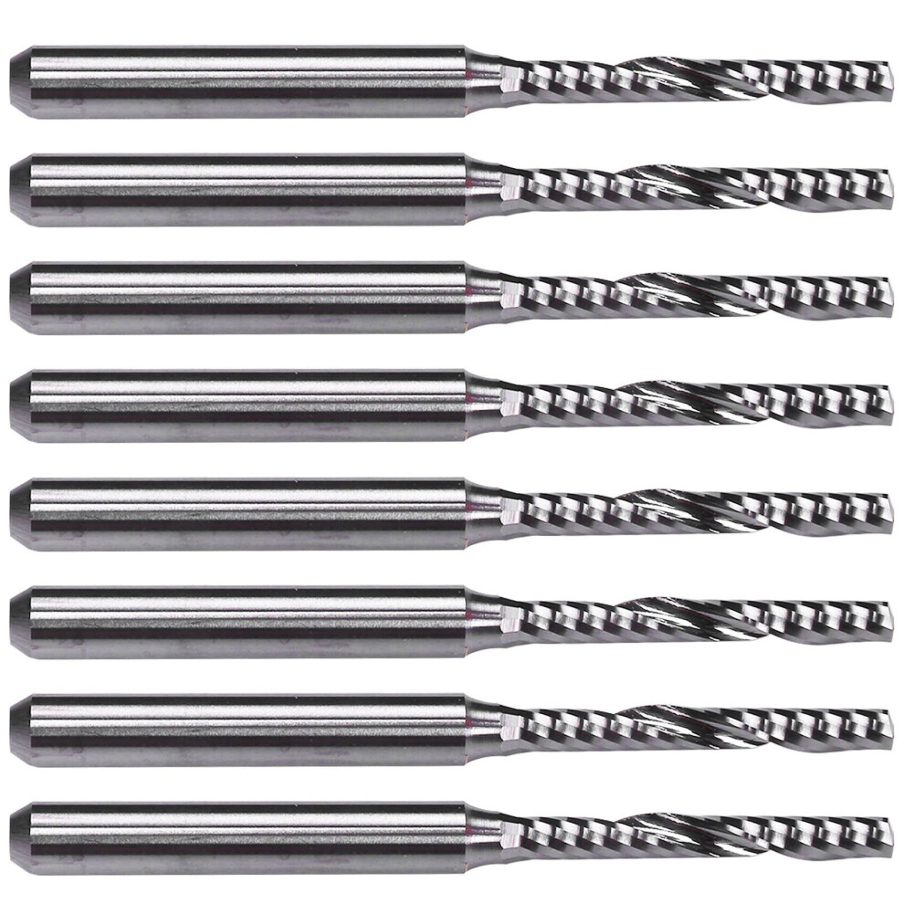 8Pcs 2Mm X 15Mm Carbide Single Flute Spiral End Mill Cnc Router Bit 4762103355147