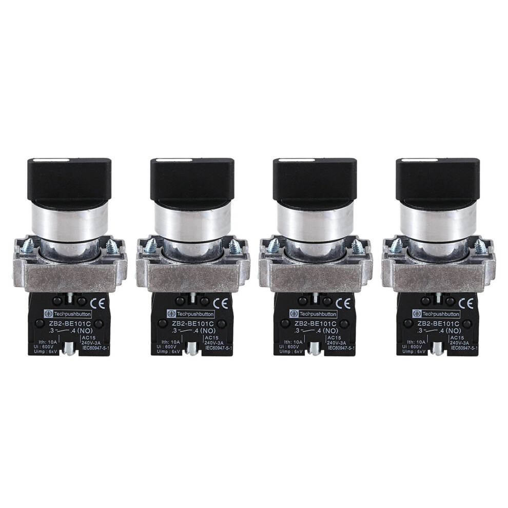 4X 22Mm Latching 2 No 3-Position Selector Select Switch Zb2-Be101c Black 4762103332292