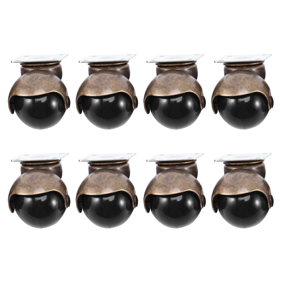 8 Pack Swivel Top Plate Hooded Ball Caster Wheels, Antique Bronze (1.5-Inch No Brake) 4762103386127