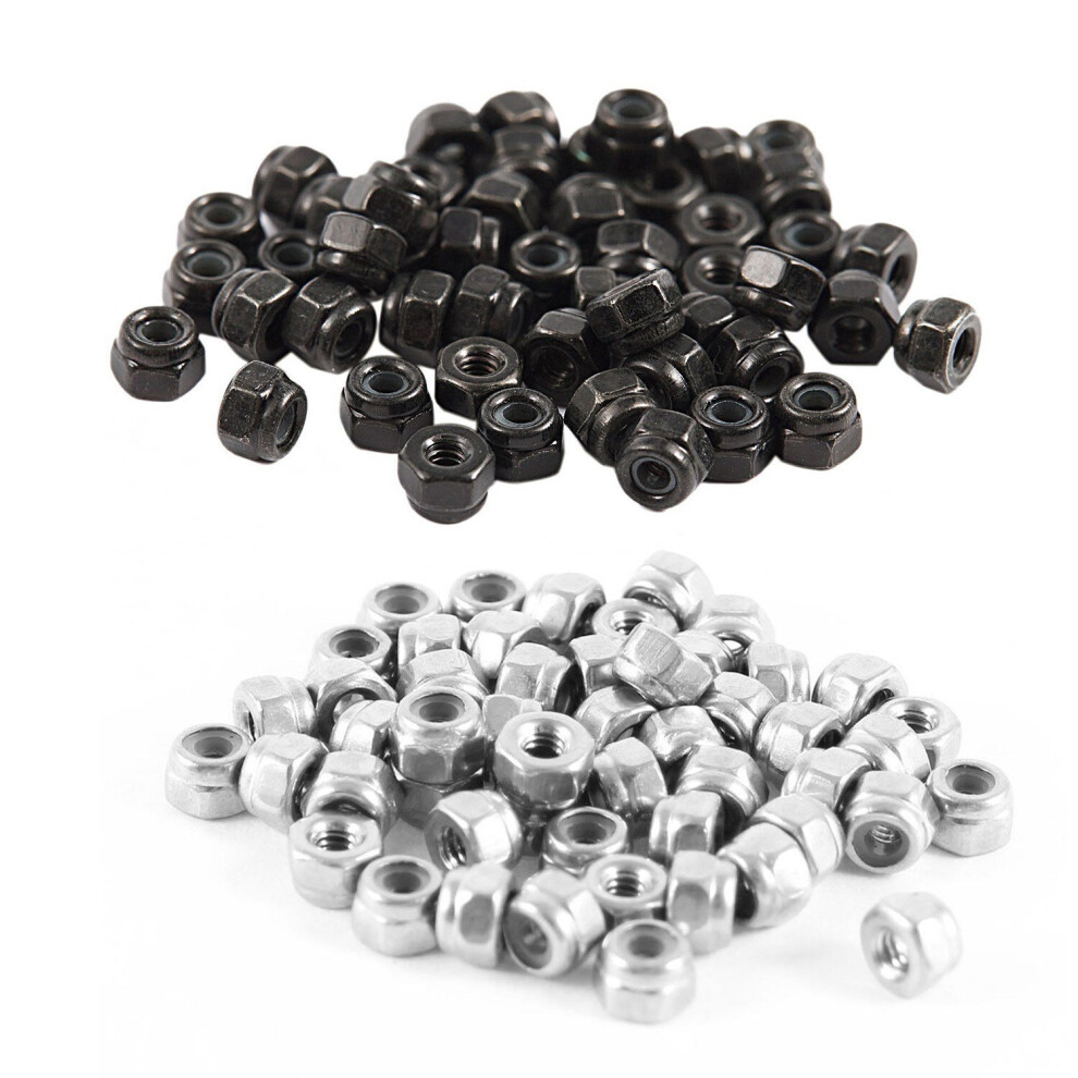 100 Pcs Nuts:50 Pcs M2 Zinc Plated Nylock Nylon Insert Hex Lock Nuts & 50 Pcs Hardware Hex Locknut M2 A2-70 4762103336030