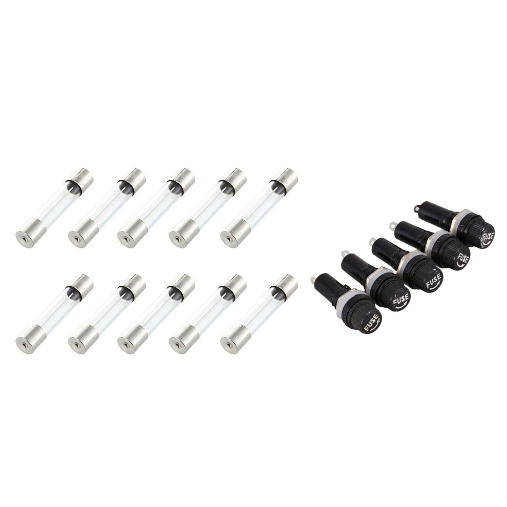 10 Pcs Fast Blow Type Glass Tube Fuses 6X30mm 250V 10A & 5 Pcs Ac 125V 15A 6 X 30Mm Panel Mount Fuse Holder 4764036931788