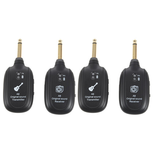 2X UHF Guitar Wireless System Transmitter Receiver Built-in Rechargeable