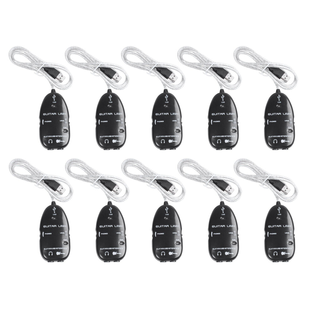 10X Guitar To Usb Interface Link Cable Adapter /Pc Recording Cd Studio Laptop 4764036927842