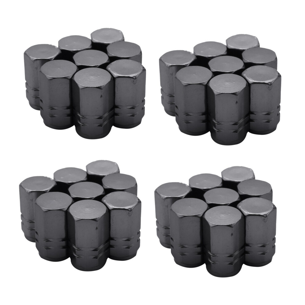 32 Pieces Tire Stem Valve Caps Wheel Valve Covers Car Dustproof Tire Cap, Hexagon Shape Titanium Gray 4762103364408