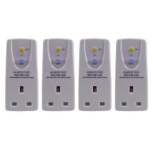 4X UK Plug 13A Gfci Leakage Protection Plug Rcd Socket Home Circuit Breaker Cutout Switch- UK Plug