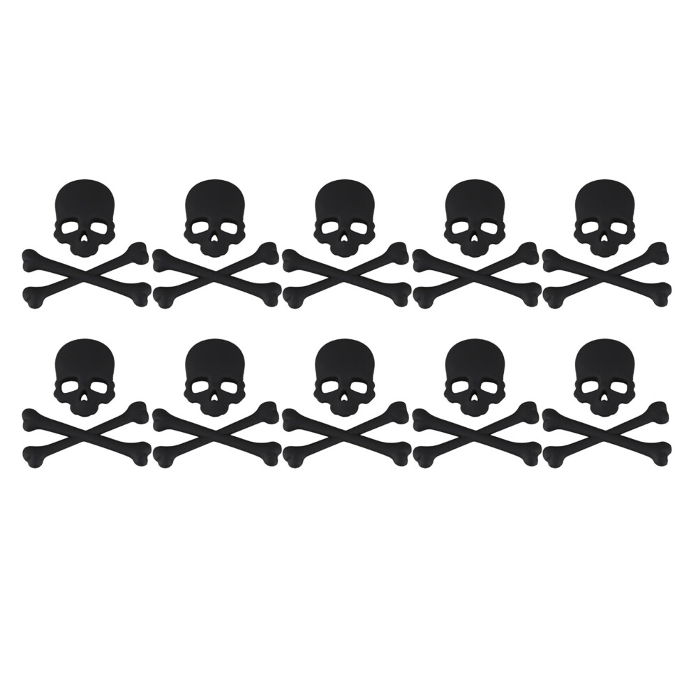 2X Bone 3D Design Motorcycle Car Emblem Badge Sticker Black 4762103352702