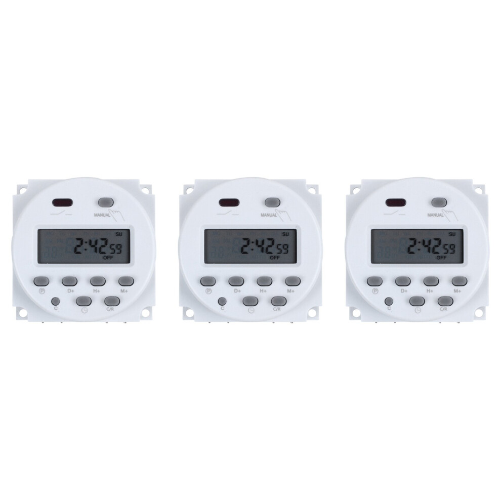 3X Dc 12V Digital Lcd Power Programmable Timer Time Switch Relay 16A Amps 4764036918833