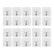 20 Packs Reusable Adhesive Hooks,Transparent Heavy Duty Wall Hooks with , Waterproof and Oilproof for Bathroom