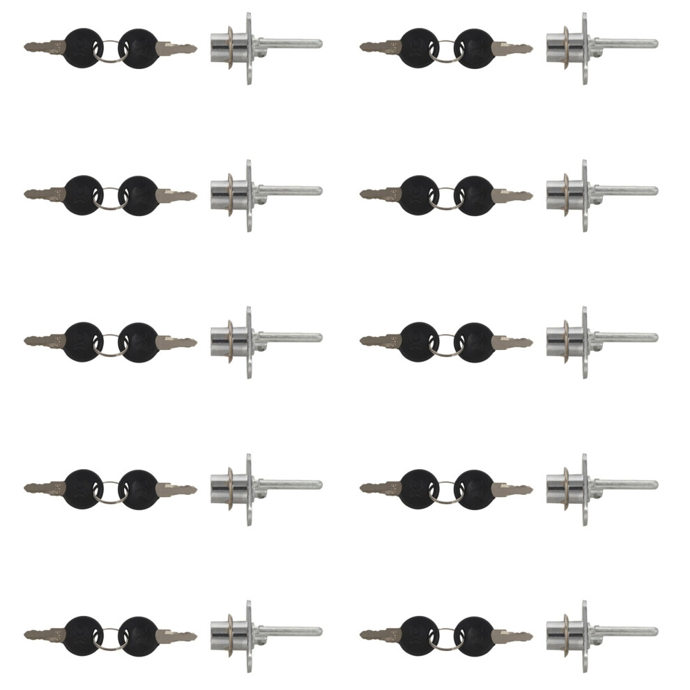 10X Zinc Alloy Computer Desk Cabinet Mailbox Drawer Cupboard Locker Cam Lock With Keys, Silver 4762103372137