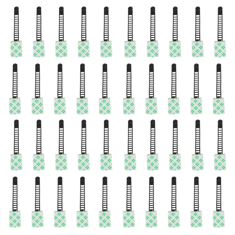 40Pcs Black Sticky Adjustable Wire Ties Clamp Plastic Self Adhesive Fix Holder Clips 4762103395464