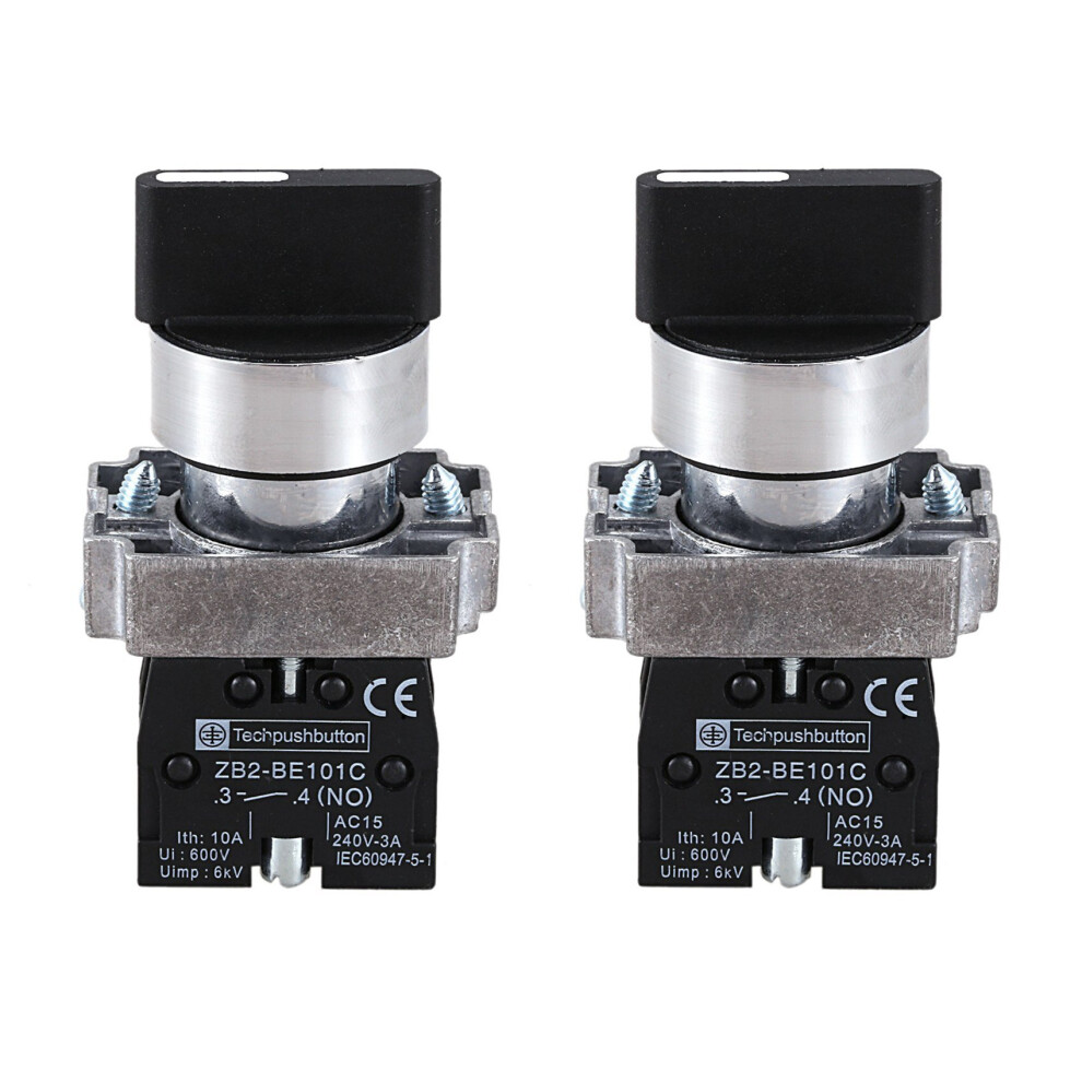 2X 22Mm Latching 2 No 3-Position Selector Select Switch Zb2-Be101c Black 4762103332278