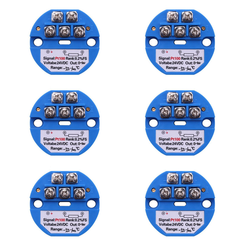 Tlily 6X Rtd Pt100 Temperature Transmitter Dc24v Minus 50 - 100 Degree Output 0-10V