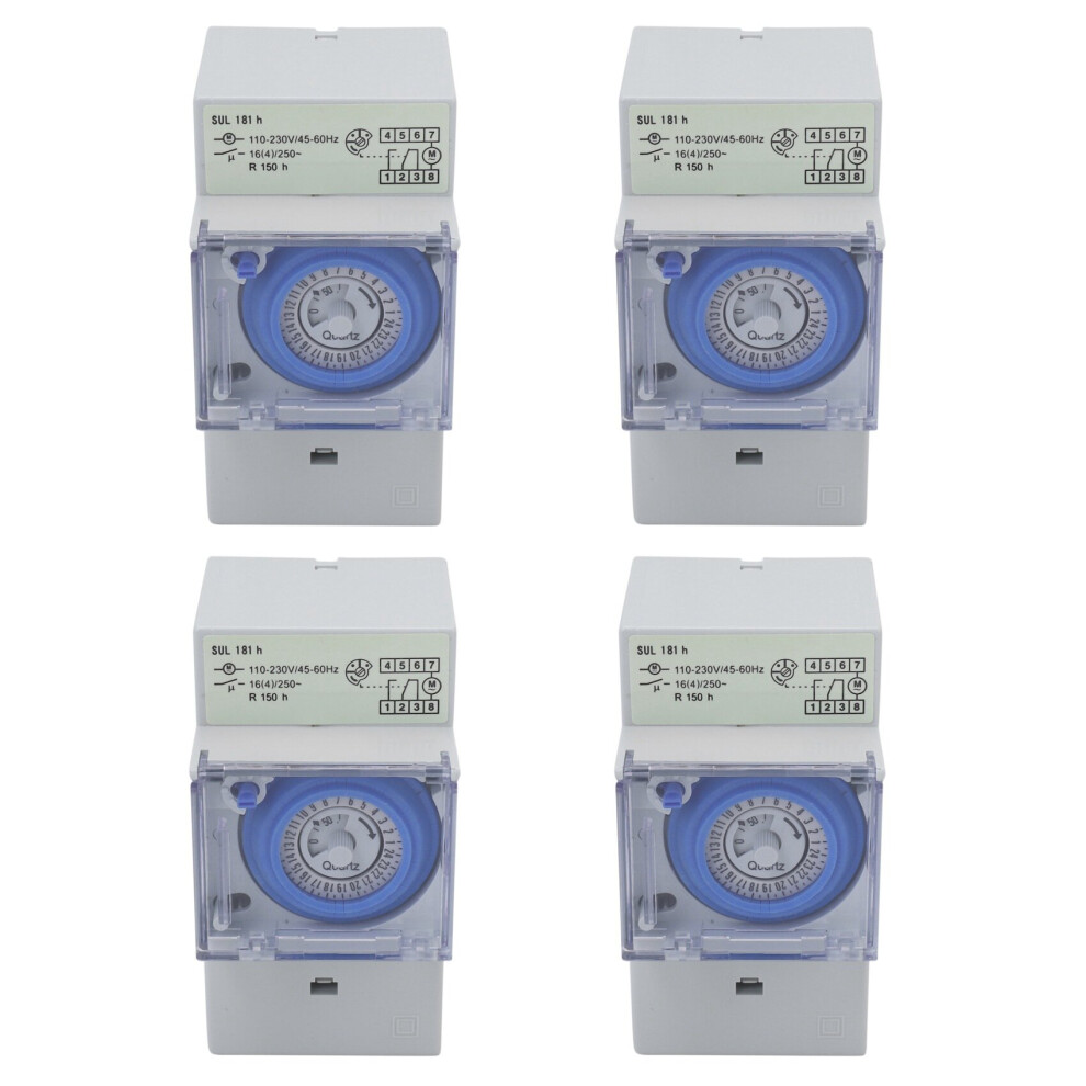 4X Sul181h Mechanical Timer 24 Hours Time Switch Relay Electrical Programmable Timer 24 Hour Din Rail Timer Switch 4762103389159