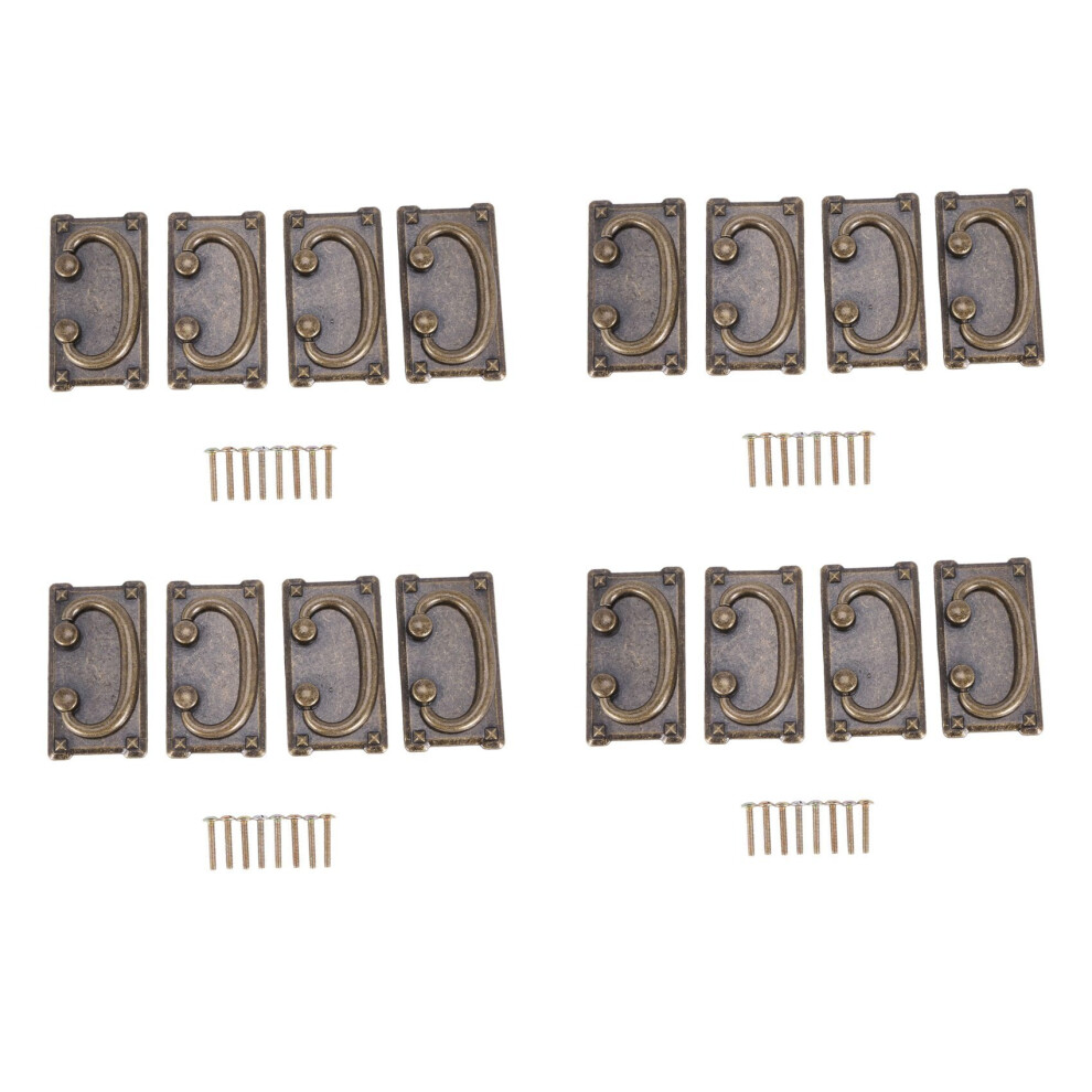 16Pcs Vintage Antique Bronze Drawer Ring Pull Handles, Cabinet Door Furniture Handle Decoration 4762365748008