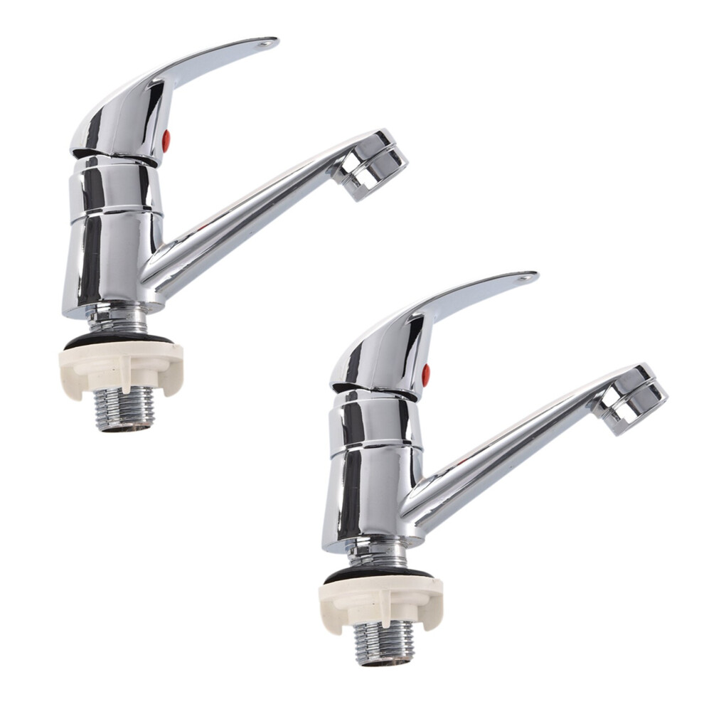 2X Bathroom Sink Chrome Finish Single Handle Basin Faucet Water Tap